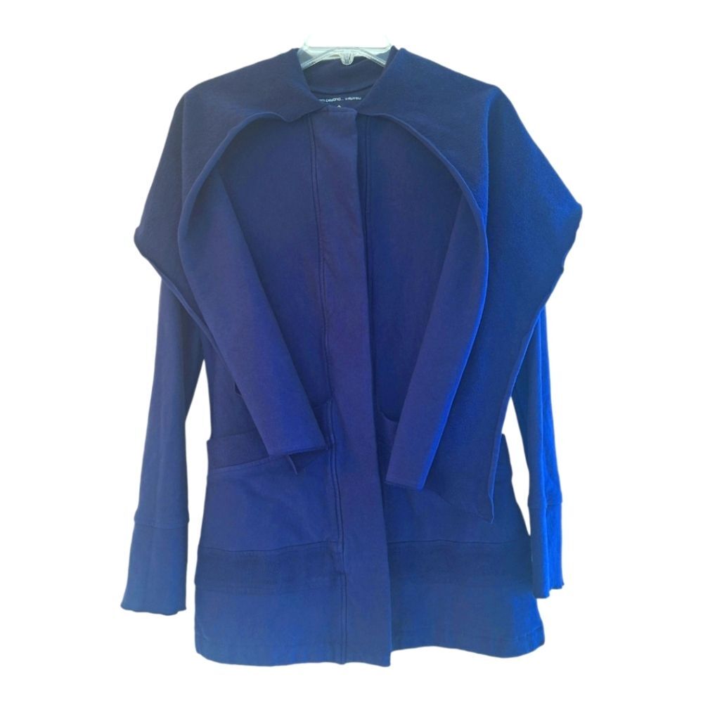 NWT Beyond Yoga Jacket Organic Cotton Scarf Collar Blue Fleece MADE IN USA sz M